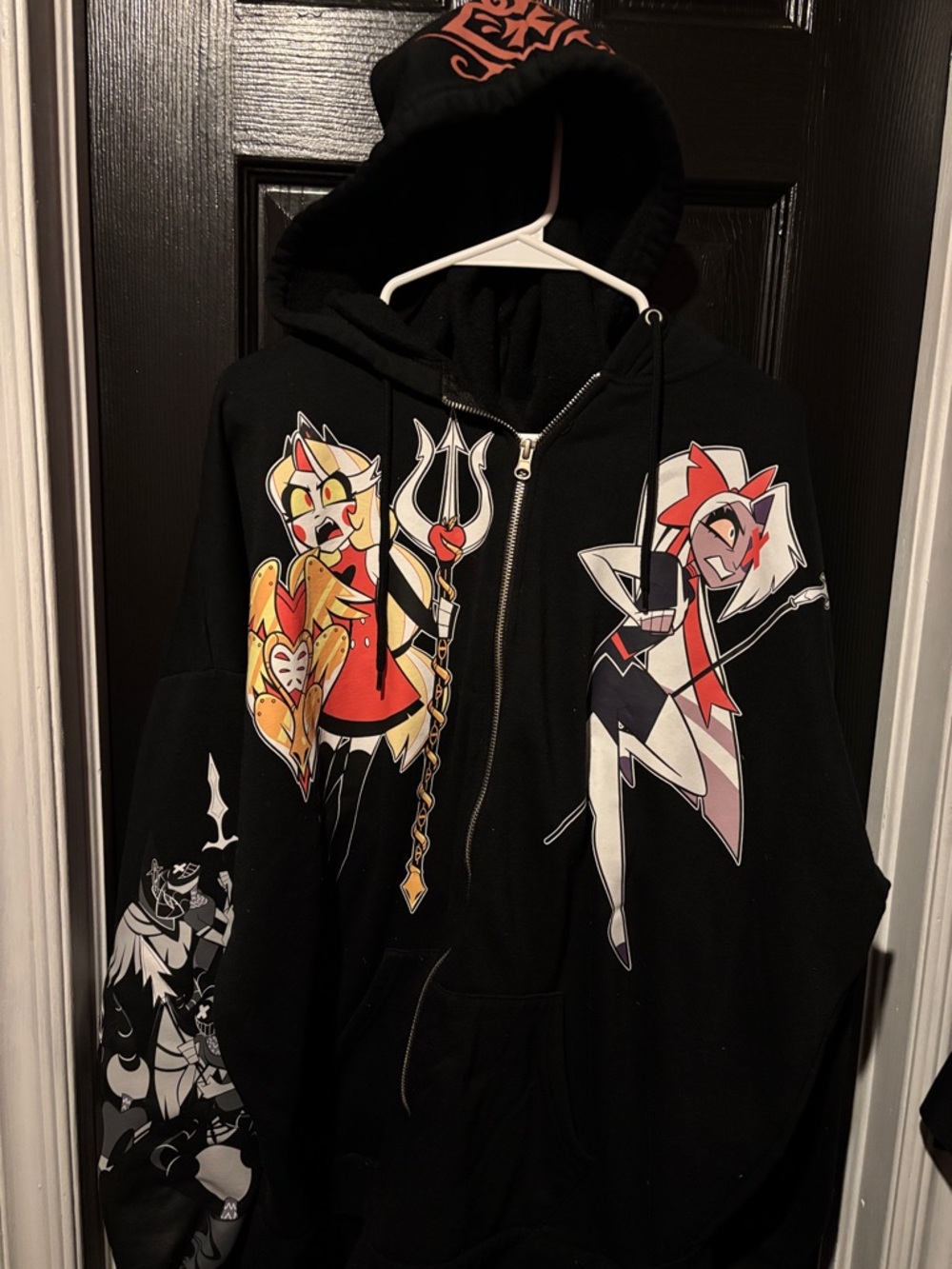 Black Graphic Zip-Up Hoodie - Men Sweaters Zip Up
